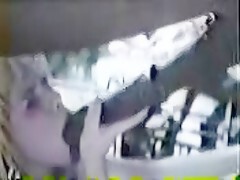 Blonde on a big black horse