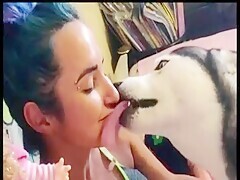 Busty Teen Kiss With Dog Live